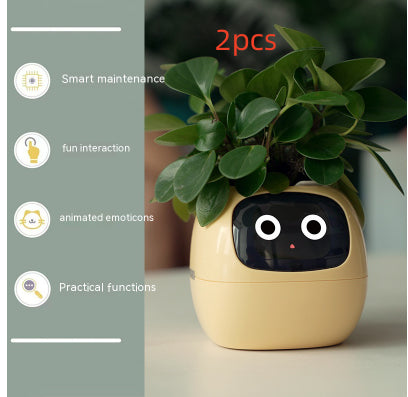 Smart Planter with cute design, featuring intelligent maintenance and fun interaction for plant care.