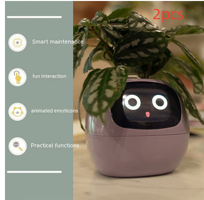 Smart Planter with animated emoticons and smart maintenance features for easy plant care