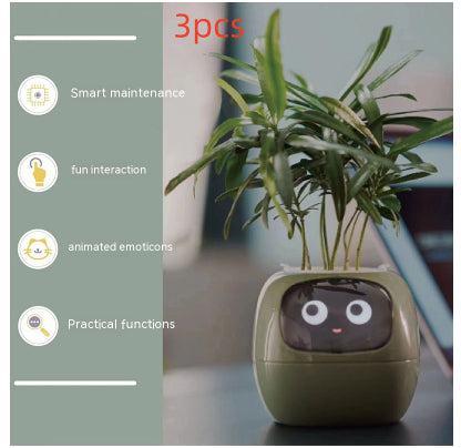 Smart Planter with animated emoticons and smart maintenance features for easy plant care.