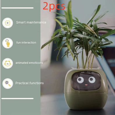 Smart Planter with animated emoticons and sensors for fun interaction and smart maintenance.