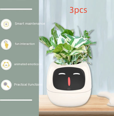 Smart Planter with plant, features fun interaction and smart maintenance technology for small spaces.